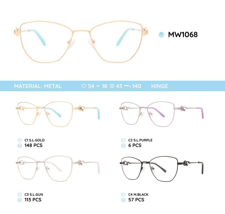 Metal women's frame for glasses MW1068