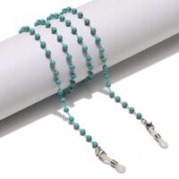 Metal non-slip chain silver, with natural turquoise, for glasses and masks GS060