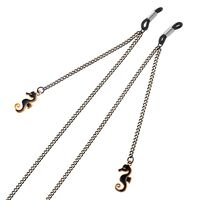 Black-colored metal non-slip chain, with pendant sea horse, for glasses and masks GL460