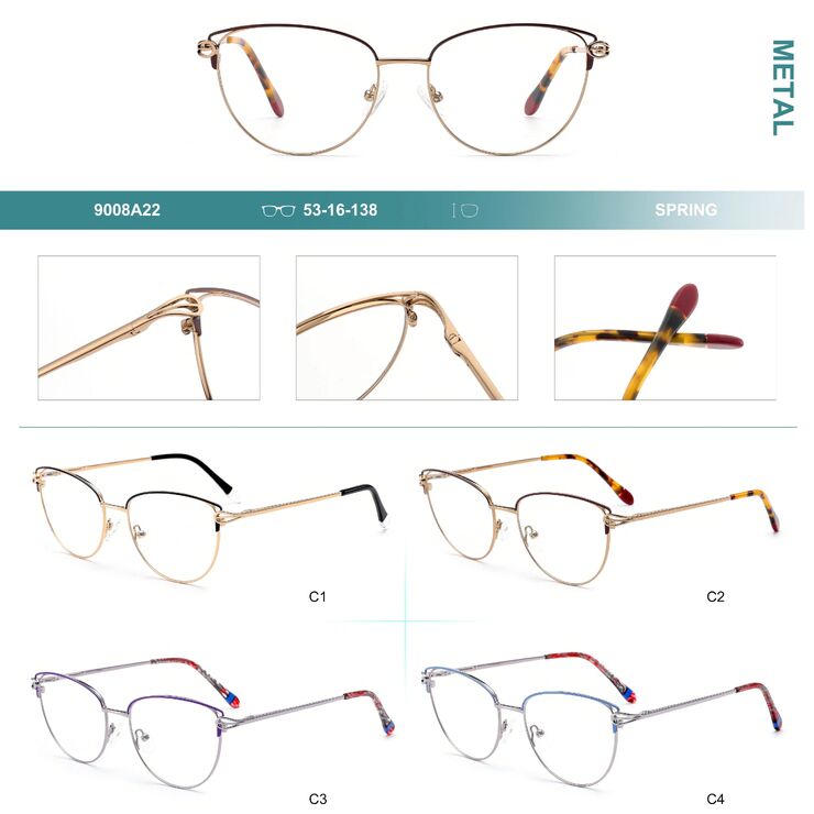 Metal frames for glasses with spring hinges Big City 9008A22