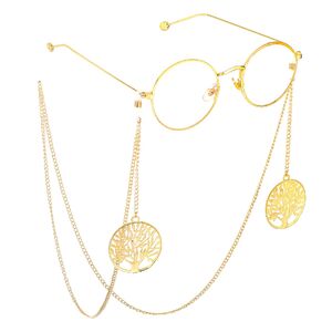 Gold-colored metal non-slip chain, with pendant tree of life, for glasses and masks GL769
