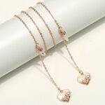 Gold-colored metal non-slip chain, with a heart and pearls, for glasses and masks GL1842