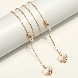 Металлическая нескользящая цепочка золотого цвета, с сердцем и жемчугом, для очков и масок GL1842