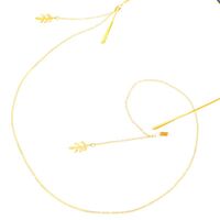 Gold-colored metal non-slip chain, with leaf-shaped pendant, for glasses and masks GL302