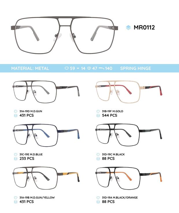 Metal frame with TR-90 temples with spring hinges MR0112