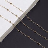 Gold-colored metal non-slip chain, with beads, for glasses and masks GL649