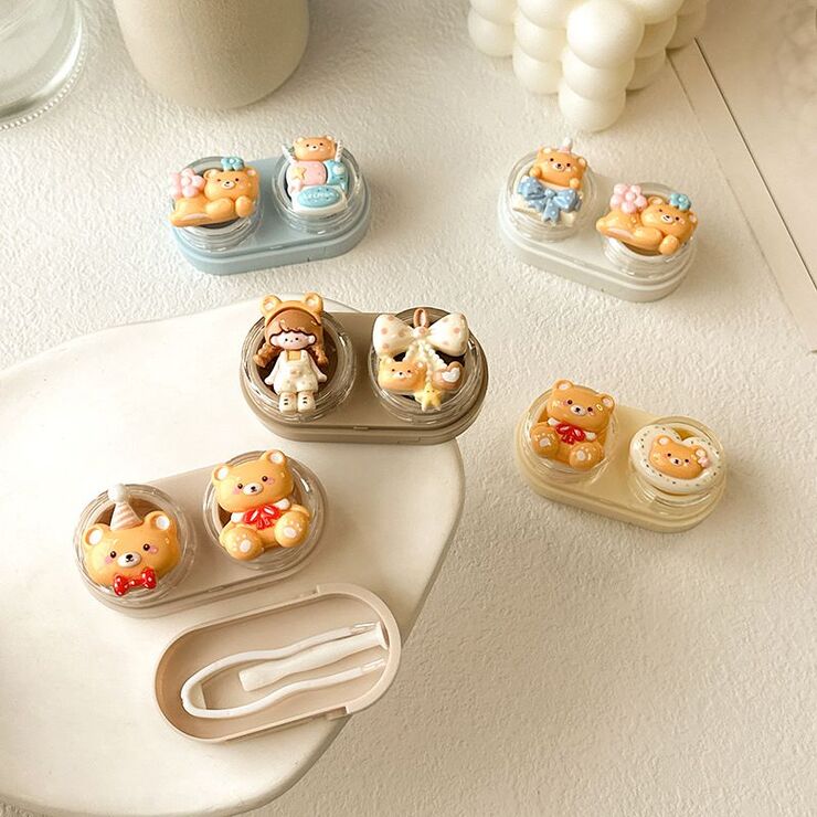 Mini soft contact lens kit retractable W-CT19蝴蝶结花熊