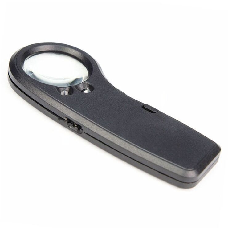 Portable pocket magnifier with backlight and UV light 21012-A, diameter: 30 mm, magnification: 30X