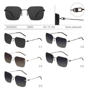 Rimless polarized metal sunglasses with nylon lenses for men Romonis R66005