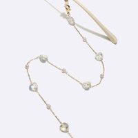 Gold-colored metal non-slip chain, with crystal heart and pearl, for glasses and masks GL1700