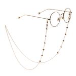 Gold-colored metal non-slip chain, with peach heart, for glasses and masks GL876