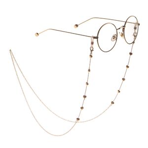 Gold-colored metal non-slip chain, with peach heart, for glasses and masks GL876