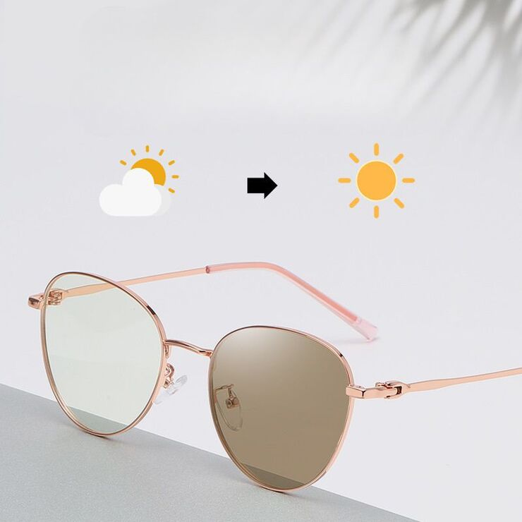 Очки металлические фотохромные с защитой от синего света 9650-2-GT