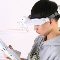 Binocular magnifier with backlight, magnifying glass with head mount 81000S-XX, magnification: 1,5X, 2X, 8X