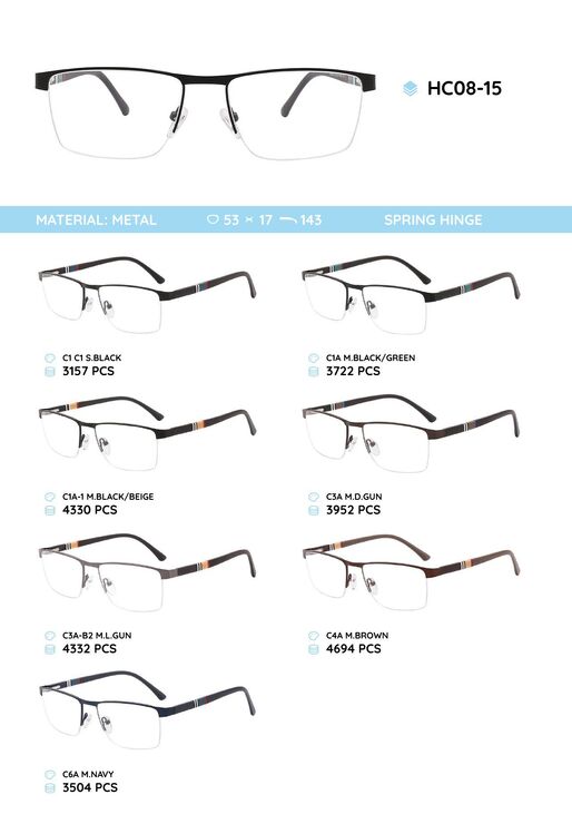 Metal frame with temples made of TR-90 material HC08-15