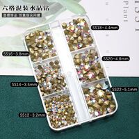 Set of rhinestones with a pointed bottom for frames and glasses decorating, magic color, sizes 3.2-5.1 mm (price per pack, 3 packs minimum)
