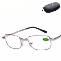 Folding metal reading glasses Z101 with zipper case, diopters from +1.00 to +4.00, RMC=62-64