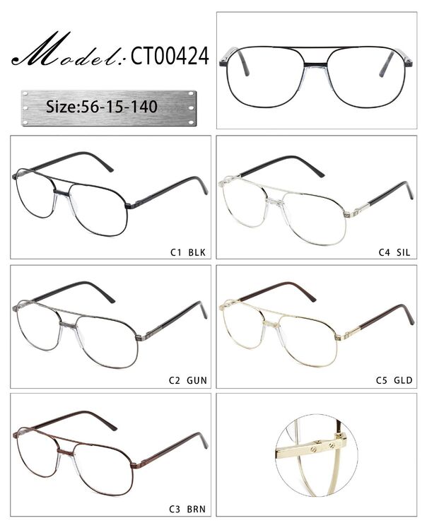 Metal frame with soft nose pad and spring hinges CT00424-DA