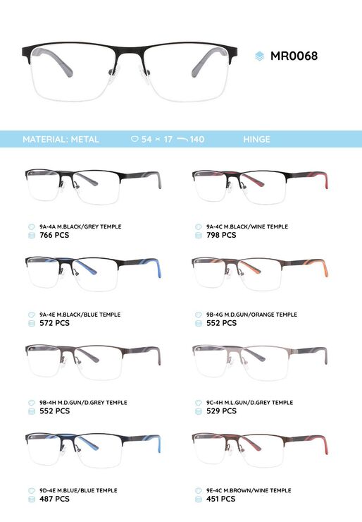 Metal frame with temples made of TR-90 material MR0068