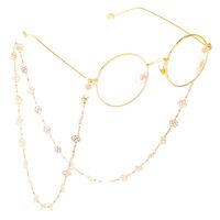 Gold-colored metal non-slip chain, with hollow flower, for glasses and masks GL334