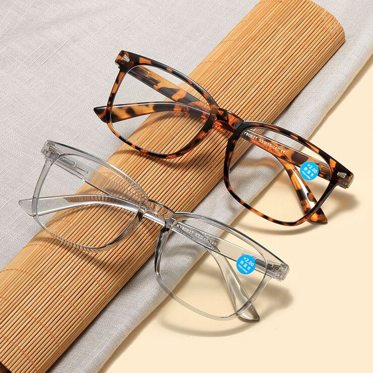 Plastic glasses for reading, with Blue ray cut protection, diopters from +0.00 to +4.00, RMC=62-64, KY8082T 弹簧腿