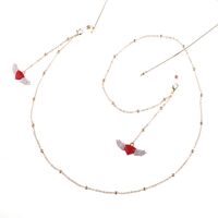 Металлическая нескользящая цепочка золотого цвета, с сердцем с крыльями и бусинами, для очков и масок GL792