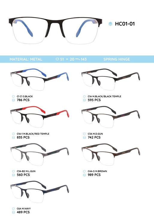 Metal frame with temples made of TR-90 material HC01-01