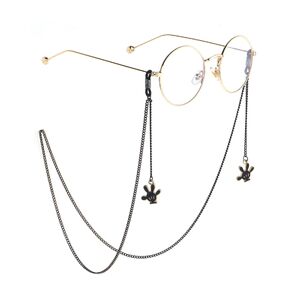 Black-colored metal non-slip chain, with pendant palm of cartoon, for glasses and masks GL784