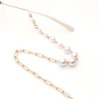 Gold-colored metal non-slip chain, with white pearl, for glasses and masks GL1949