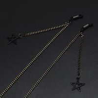 Black-colored metal non-slip chain, with pendant hollow five-star, for glasses and masks GL603