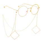 Metal non-slip chain, with pendant geometric square, for glasses and masks GL380