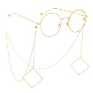 Metal non-slip chain, with pendant geometric square, for glasses and masks GL380