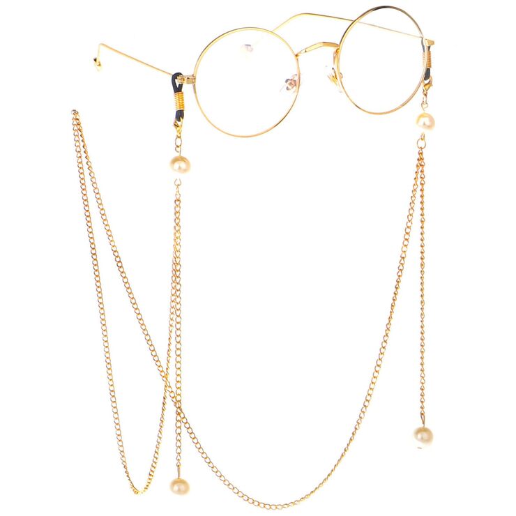 Metal non-slip chain, with pendant pearl, for glasses and masks GL074