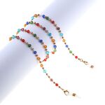 Gold-colored metal non-slip chain, with colored crystal, for glasses and masks GL848