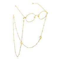 Gold-colored metal non-slip chain, with pendant mask face and beads, for glasses and masks GL628