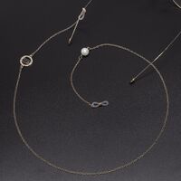 Metal non-slip chain, with pendant letter D and pearl bead, for glasses and masks GL545