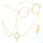 Metal non-slip chain, with pendant style star and key, for glasses and masks GL377