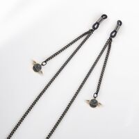 Black-colored metal non-slip chain, with pendant planet, for glasses and masks GL754