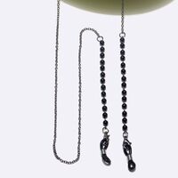 Black-colored metal non-slip chain, with black pearls, for glasses and masks GL1397