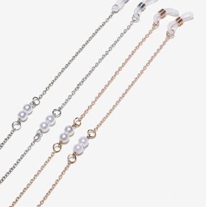 Metal non-slip chain set 2-piece, with pearl, for glasses and masks GM012