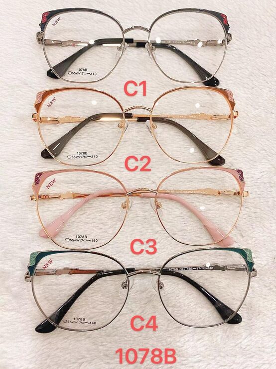 Metal frame for glasses with spring hinges 1078B