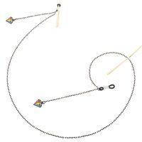 Black-colored metal non-slip chain, with pendant diamond shape, for glasses and masks GL301