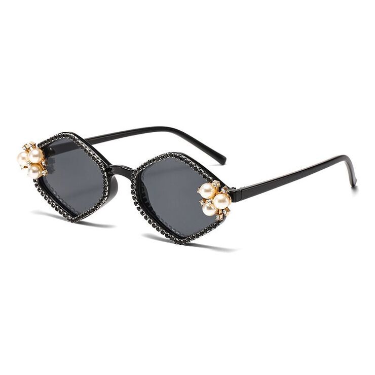 Plastic PC polygonal sunglasses with rhinestones 