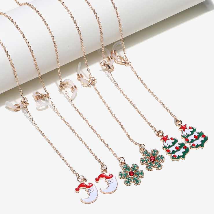 Set of two gold and silver glasses chain with hollow moons and stars GM082