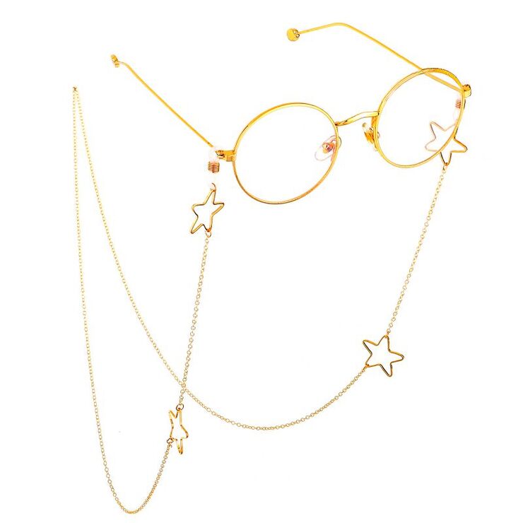 Metal non-slip chain, with stars, for glasses and masks GL629