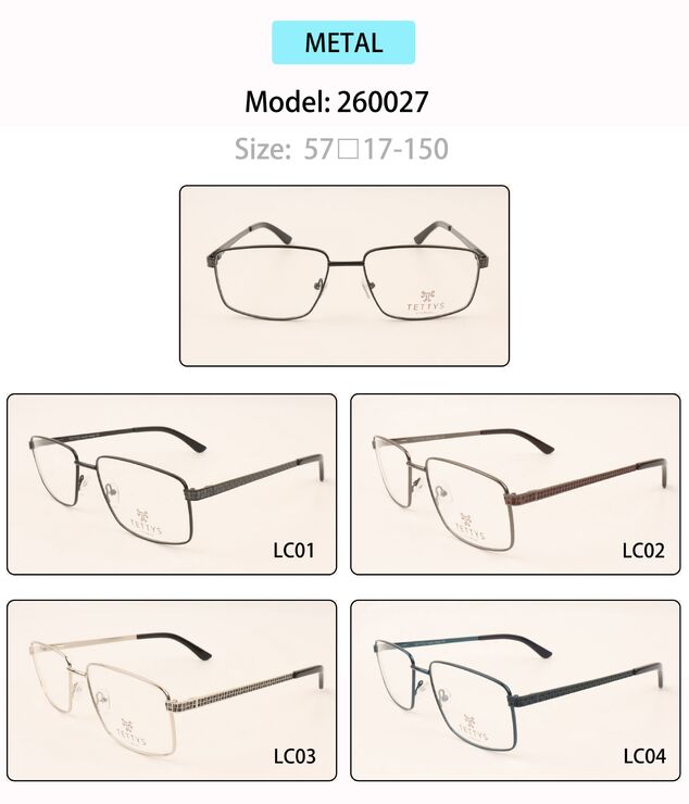 Metal eyeglasses frame for men with spring hinges 260027 (item in stock)