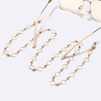 Gold-colored metal non-slip chain, with square and  rhinestone, for glasses and masks GL1610