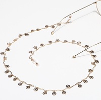 Gold-colored metal non-slip chain, with copper smiley face, for glasses and masks GA089