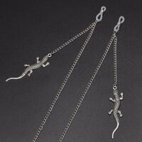 Silver-colored metal non-slip chain, with gecko pendant, for glasses and masks GL589