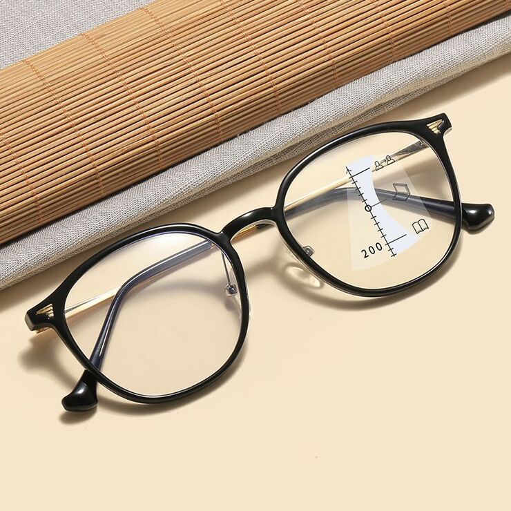 Plastic TR90 glasses for reading, multifocus, with Blue ray cut protection, diopters from +1.00 to +4.00, RMC=62-64, KY1183-3多焦点